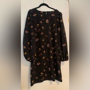 Eloquii black floral long sleeve dress